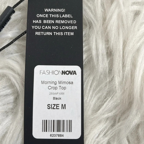 FASHION NOVA Morning Mimosa Crop Top Black Size Medium New - Picture 8 of 9
